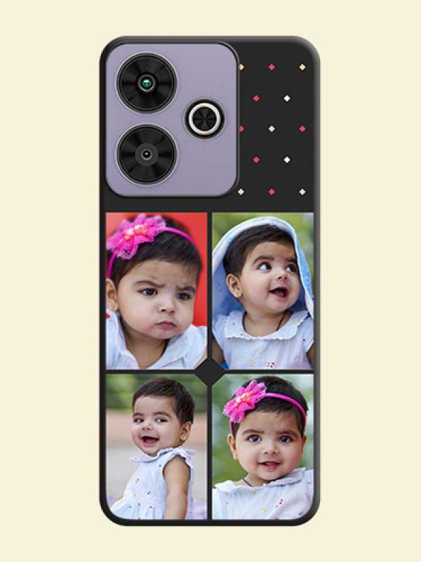Multicolor Dotted Pattern with 4 Image Holder On Space Black Custom Soft Matte Mobile Back Cover - Poco M6 Plus 5G