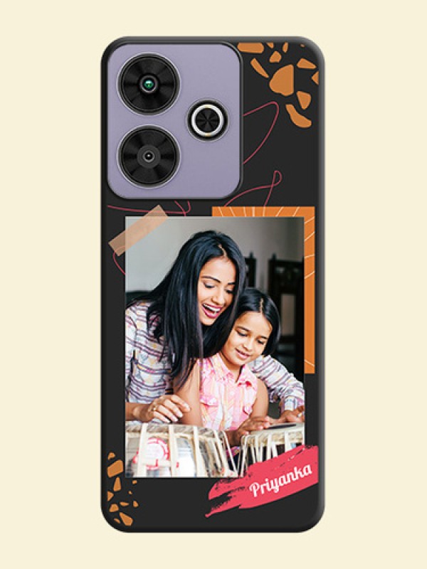 Orange Photo Frame On Space Black Custom Soft Matte Mobile Back Cover - Poco M6 Plus 5G