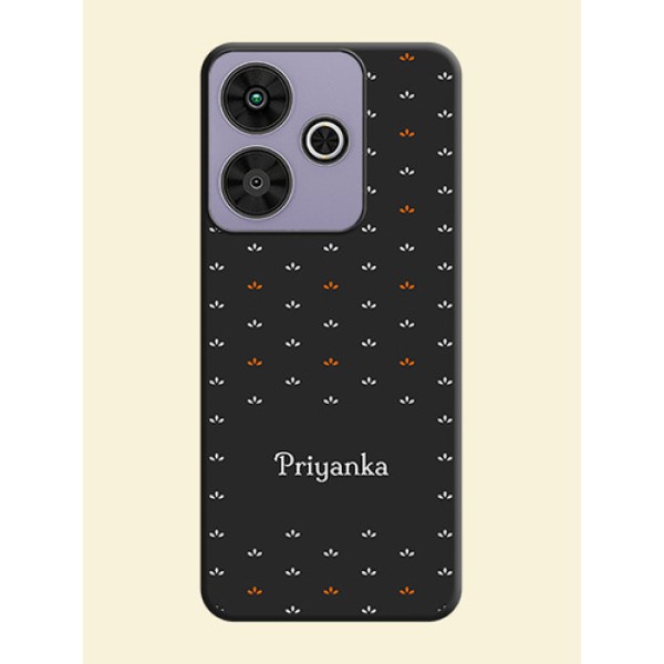 Simple Pattern With Custom Text On Space Black Custom Soft Matte Mobile Back Cover - Poco M6 Plus 5G