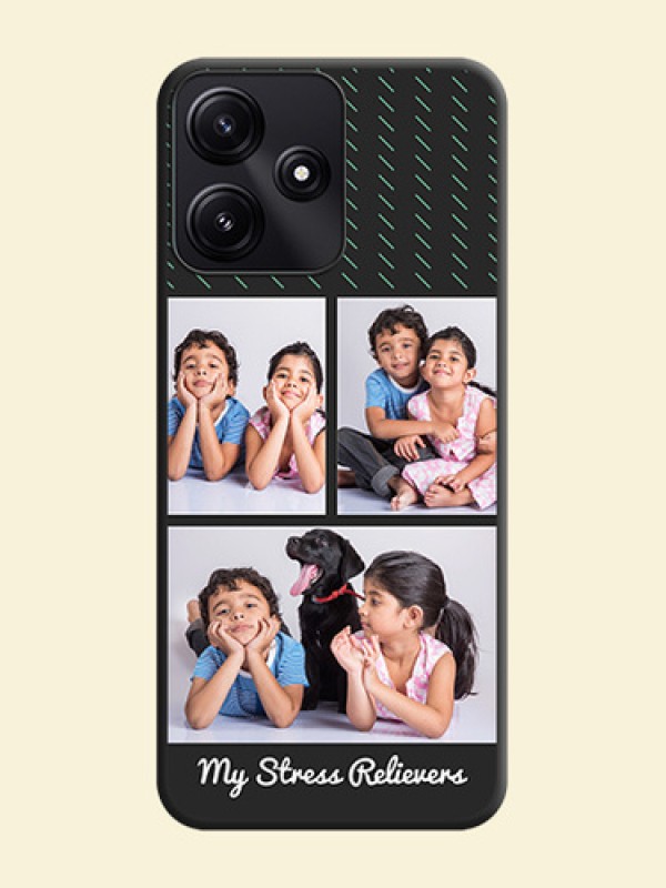 Cross Dotted Pattern with 2 Image Holder on Personalised Space Black Soft Matte Cases - Poco M6 Pro 5G