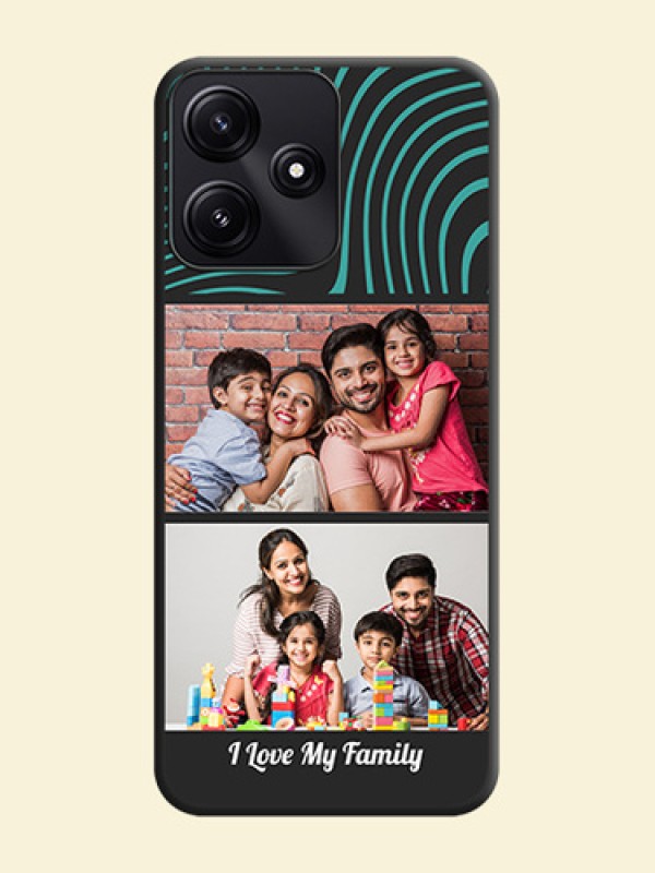 Wave Pattern with 2 Image Holder on Space Black Personalized Soft Matte Phone Covers - Poco M6 Pro 5G
