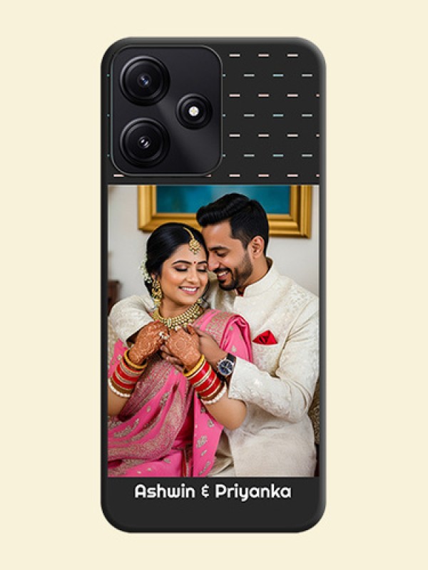 Line Pattern Design with Text on Space Black Custom Soft Matte Phone Back Cover - Poco M6 Pro 5G