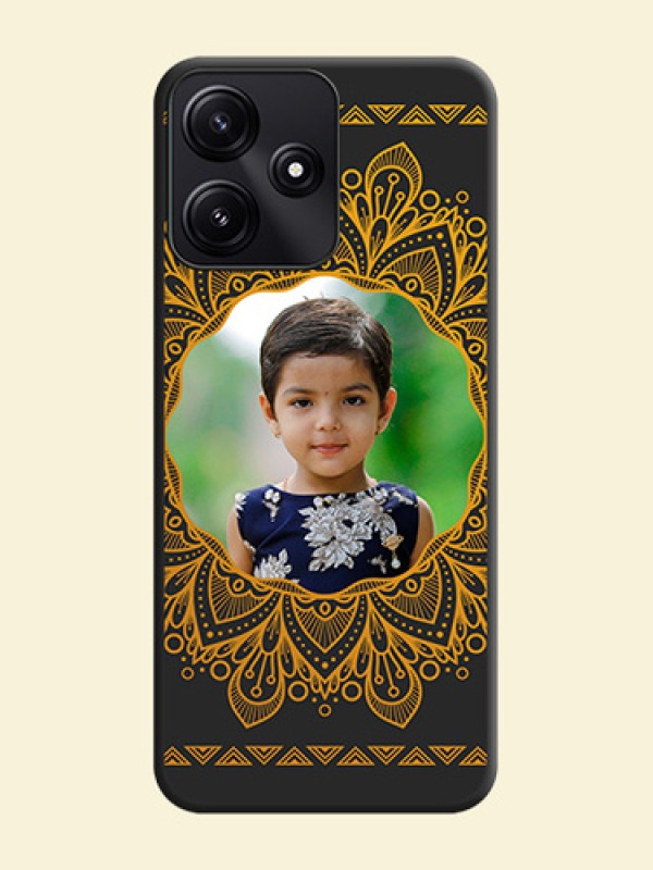 Round Image with Floral Design - Photo on Space Black Soft Matte Mobile Cover - Poco M6 Pro 5G