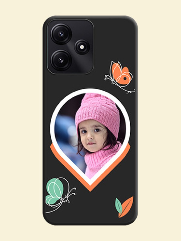 Upload Pic With Simple Butterly Design On Space Black Personalized Soft Matte Phone Covers - Poco M6 Pro 5G