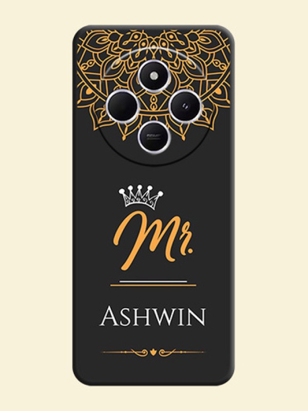 Mr Name with Floral Design On Space Black Custom Soft Matte Mobile Back Cover - Poco M7 5G