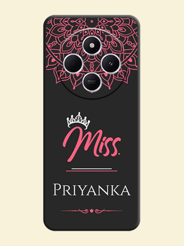Mrs Name with Floral Design On Space Black Custom Soft Matte Mobile Back Cover - Poco M7 5G