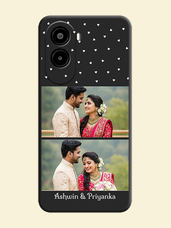 Miniature Love Symbols with Name On Space Black Custom Soft Matte Mobile Back Cover - Poco M7 Plus 5G