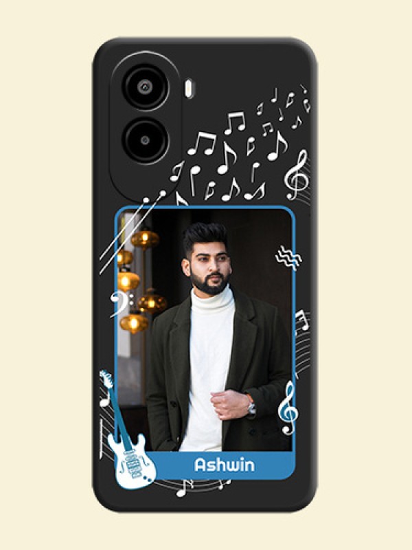 Musical Theme Design with Text on Photo On Space Black Custom Soft Matte Mobile Back Cover - Poco M7 Plus 5G