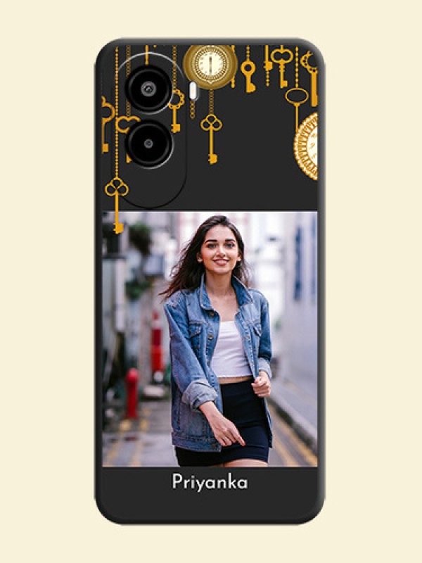 Decorative Design with Text On Space Black Custom Soft Matte Mobile Back Cover - Poco M7 Plus 5G