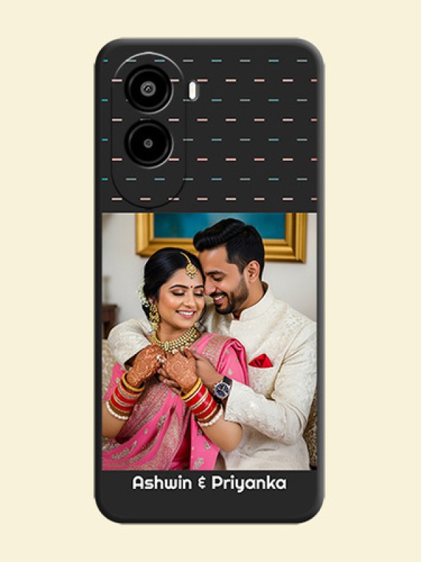 Line Pattern Design with Text On Space Black Custom Soft Matte Mobile Back Cover - Poco M7 Plus 5G