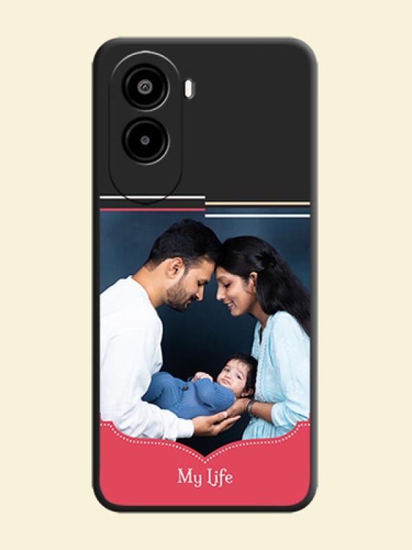 Classic Plain Design with Name On Space Black Custom Soft Matte Mobile Back Cover - Poco M7 Plus 5G