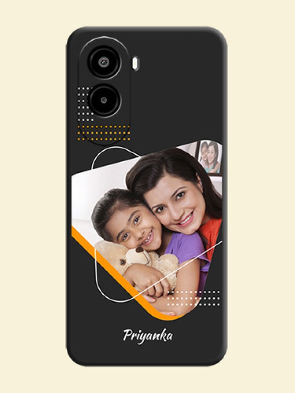 Yellow Triangle on Photo On Space Black Custom Soft Matte Mobile Back Cover - Poco M7 Plus 5G