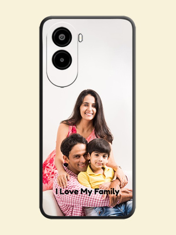 Full Single Pic Upload With Text On Space Black Custom Soft Matte Mobile Back Cover - Poco M7 Plus 5G