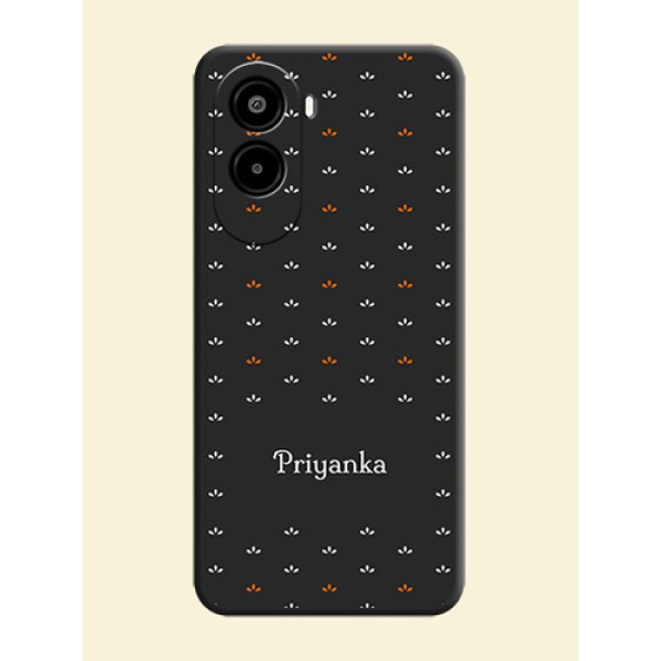 Simple Pattern With Custom Text On Space Black Custom Soft Matte Mobile Back Cover - Poco M7 Plus 5G