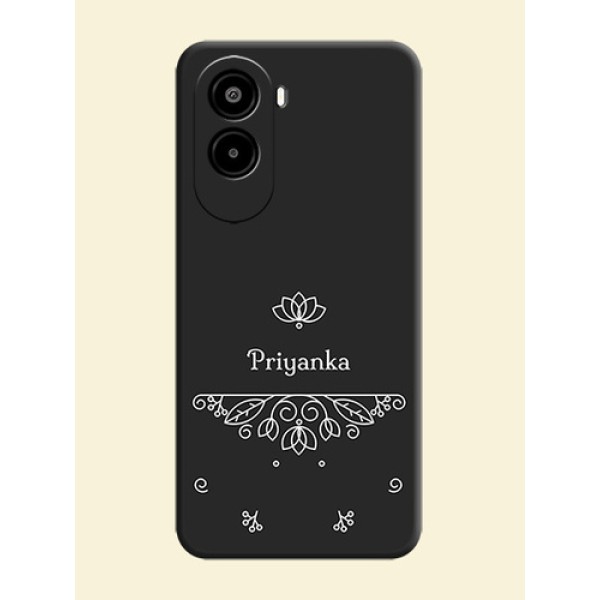 Lotus Garden Custom Text On Space Black Custom Soft Matte Mobile Back Cover - Poco M7 Plus 5G
