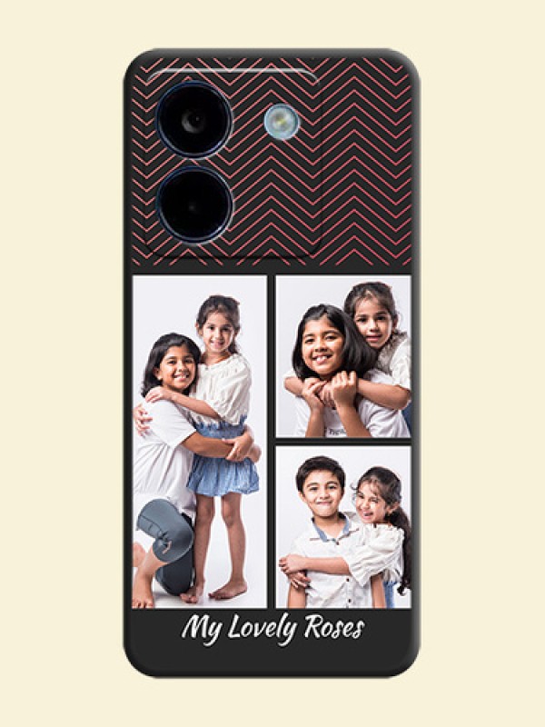 Wave Pattern with 3 Image Holder On Space Black Custom Soft Matte Mobile Back Cover - Poco M7 Pro 5G