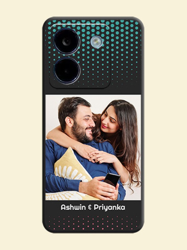 Faded Dots with Grunge Photo Frame and Text On Space Black Custom Soft Matte Mobile Back Cover - Poco M7 Pro 5G