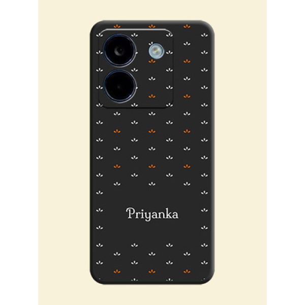Simple Pattern With Custom Text On Space Black Custom Soft Matte Mobile Back Cover - Poco M7 Pro 5G