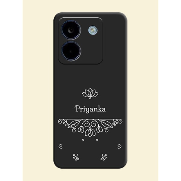 Lotus Garden Custom Text On Space Black Custom Soft Matte Mobile Back Cover - Poco M7 Pro 5G