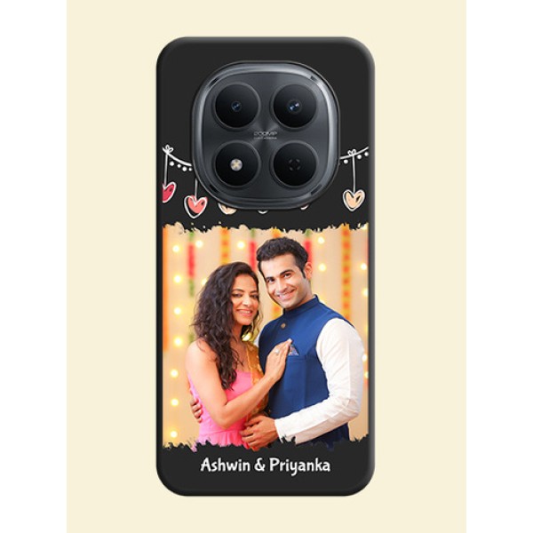 Pink Love Hangings with Name On Space Black Custom Soft Matte Mobile Back Cover - Poco M8 5G Pink Love Hangings with Name On Space Black Custom Soft Matte Mobile Back Cover - Poco M8 5G