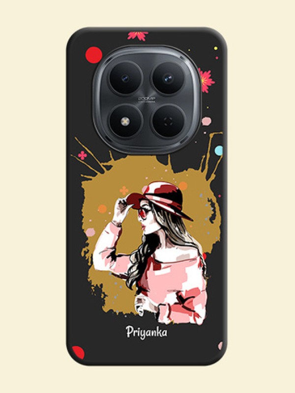 Mordern Lady With Color Splash Background With Custom Text On Space Black Custom Soft Matte Mobile Back Cover - Poco M8 5G