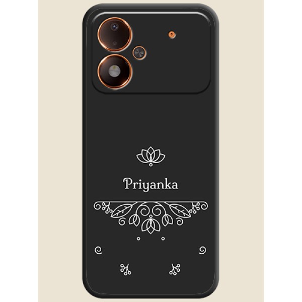 Lotus Garden Custom Text On Space Black Custom Soft Matte Mobile Back Cover - Poco M8 Power 5G