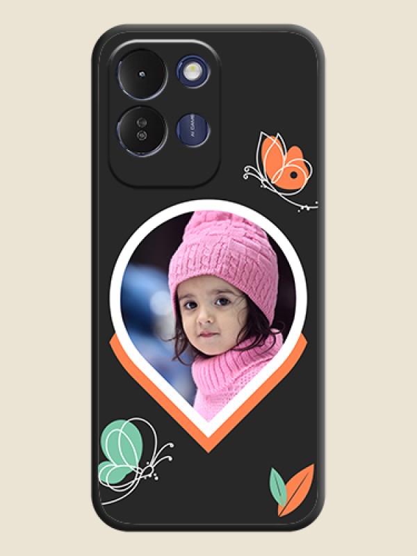 Upload Pic With Simple Butterly Design On Space Black Custom Soft Matte Mobile Back Cover - Poco M8x 5G