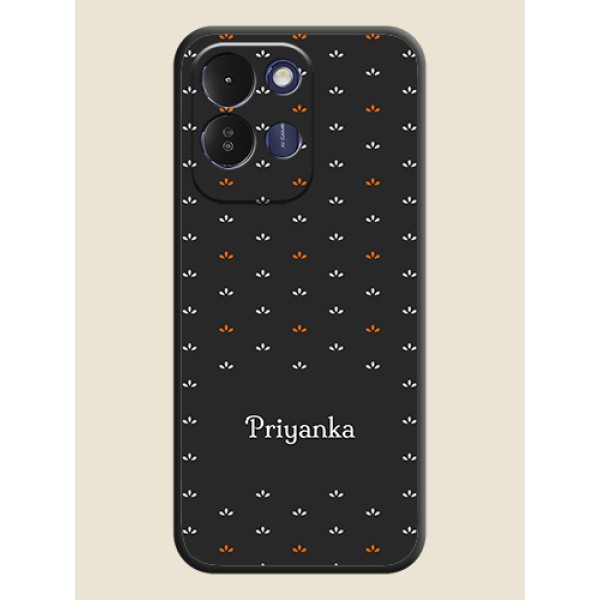 Simple Pattern With Custom Text On Space Black Custom Soft Matte Mobile Back Cover - Poco M8x 5G