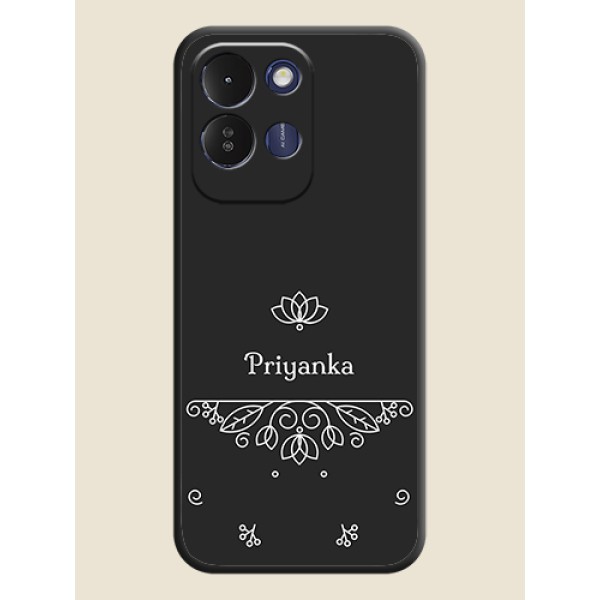 Lotus Garden Custom Text On Space Black Custom Soft Matte Mobile Back Cover - Poco M8x 5G