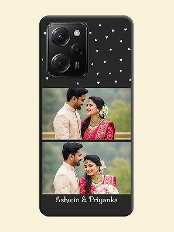Miniature Love Symbols with Name on Space Black Custom Soft Matte Back Cover -Poco X5 Pro 5G