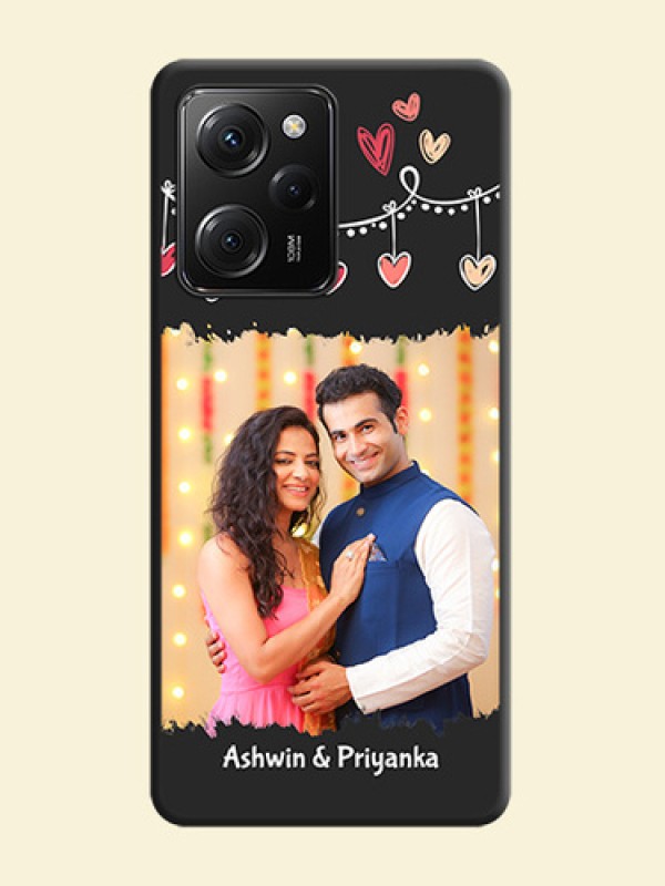 Pink Love Hangings with Name on Space Black Custom Soft Matte Phone Cases -Poco X5 Pro 5G
