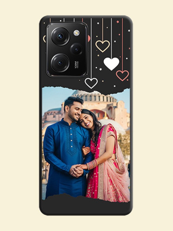 Love Hangings with Splash Wave Picture on Space Black Custom Soft Matte Phone Back Cover -Poco X5 Pro 5G