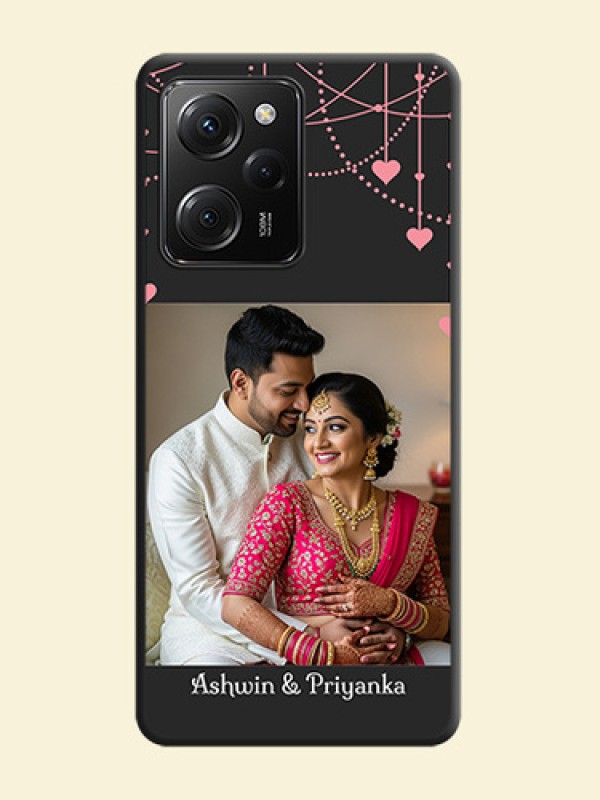 Pink Love Hangings with Text on Space Black Custom Soft Matte Back Cover -Poco X5 Pro 5G