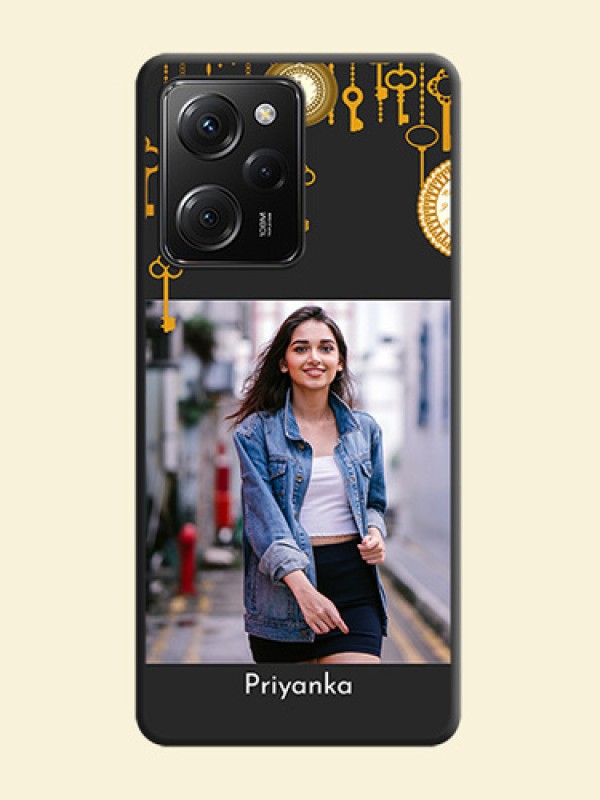 Decorative Design with Text on Space Black Custom Soft Matte Back Cover -Poco X5 Pro 5G
