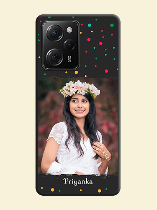 Multicolor Dotted Pattern with Text on Space Black Custom Soft Matte Phone Back Cover -Poco X5 Pro 5G