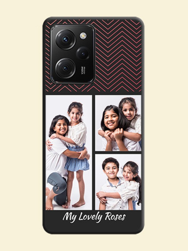 Wave Pattern with 3 Image Holder on Space Black Custom Soft Matte Back Cover -Poco X5 Pro 5G