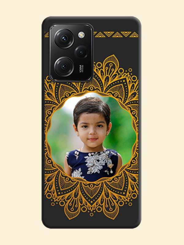 Round Image with Floral Design - Photo on Space Black Soft Matte Mobile Cover -Poco X5 Pro 5G