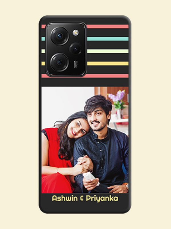 Color Stripes with Photo and Text - Photo on Space Black Soft Matte Mobile Case -Poco X5 Pro 5G