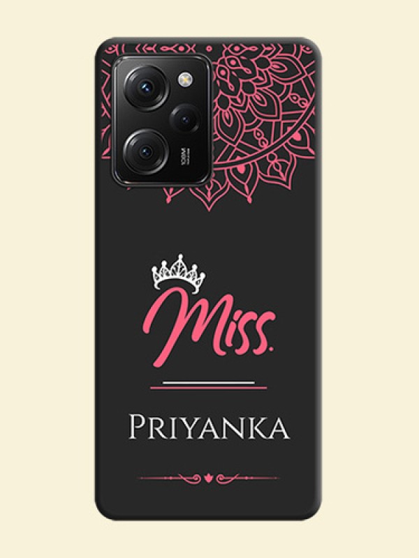 Mrs Name with Floral Design on Space Black Personalized Soft Matte Phone Covers -Poco X5 Pro 5G
