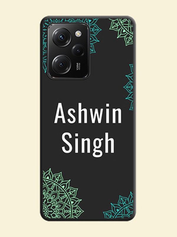 Your Name with Floral Design on Space Black Custom Soft Matte Back Cover -Poco X5 Pro 5G