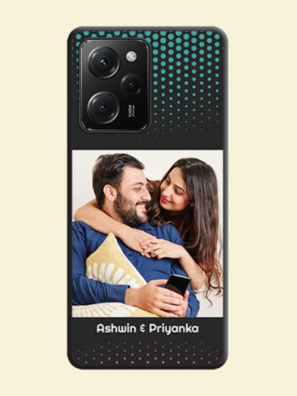 Faded Dots with Grunge Photo Frame and Text on Space Black Custom Soft Matte Phone Cases -Poco X5 Pro 5G