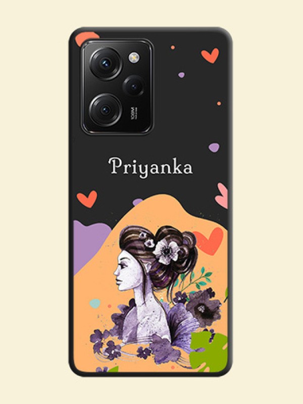 Namecase For Her With Fancy Lady Image On Space Black Personalized Soft Matte Phone Covers -ApplePoco X5 Pro 5G