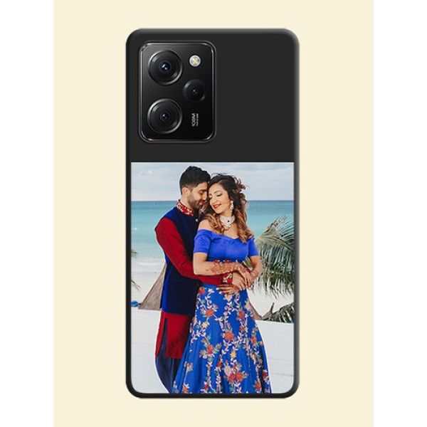 Image Upload With Space Black Color On Custom Soft Matte Mobile Back Cover - Poco X5 Pro 5G