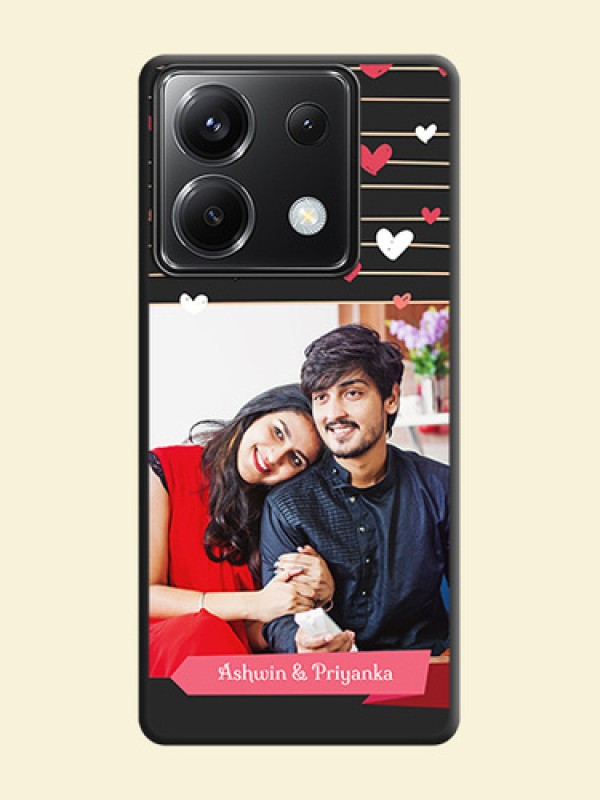 Love Pattern with Name on Pink Ribbon - Photo on Space Black Soft Matte Back Cover - Poco X6 5G