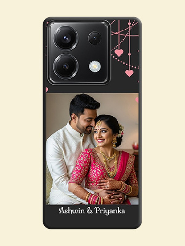Pink Love Hangings with Text on Space Black Custom Soft Matte Back Cover - Poco X6 5G