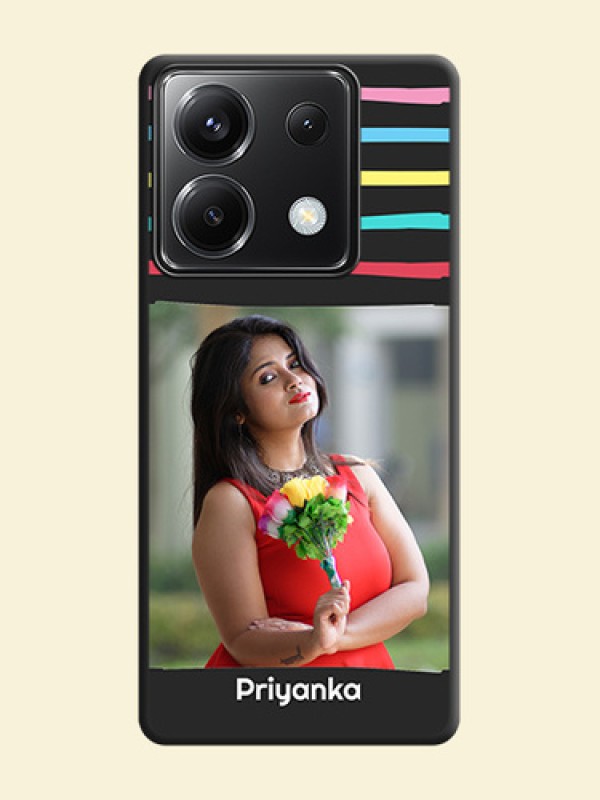 Multicolor Lines with Image on Space Black Personalized Soft Matte Phone Covers - Poco X6 5G