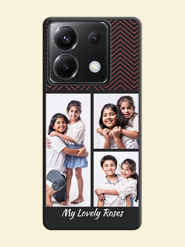 Wave Pattern with 3 Image Holder on Space Black Custom Soft Matte Back Cover - Poco X6 5G