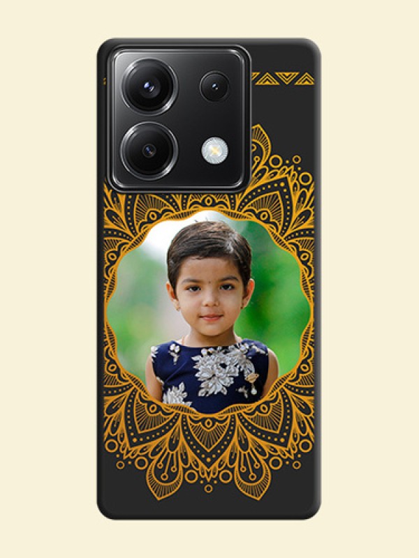 Round Image with Floral Design - Photo on Space Black Soft Matte Mobile Cover - Poco X6 5G