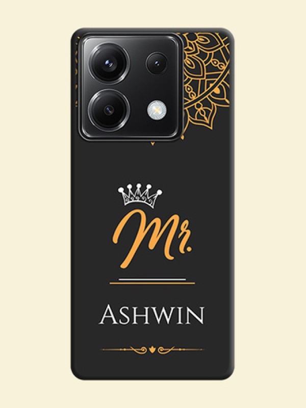 Mr Name with Floral Design on Personalised Space Black Soft Matte Cases - Poco X6 5G