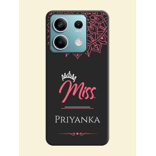 Mrs Name with Floral Design on Space Black Personalized Soft Matte Phone Covers - Poco X6 Neo 5G
